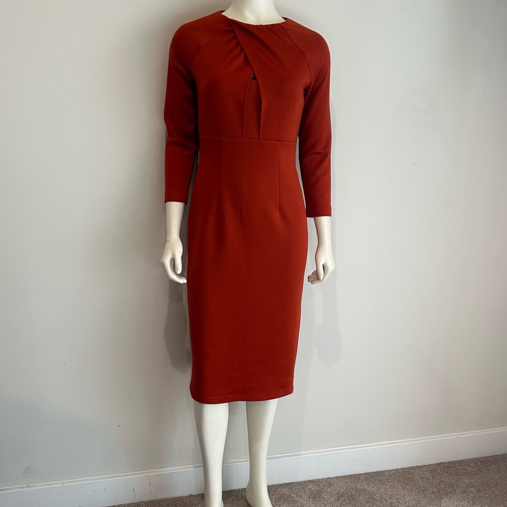 New York & Company Burnt Orange 3/4 Sleeve Dress